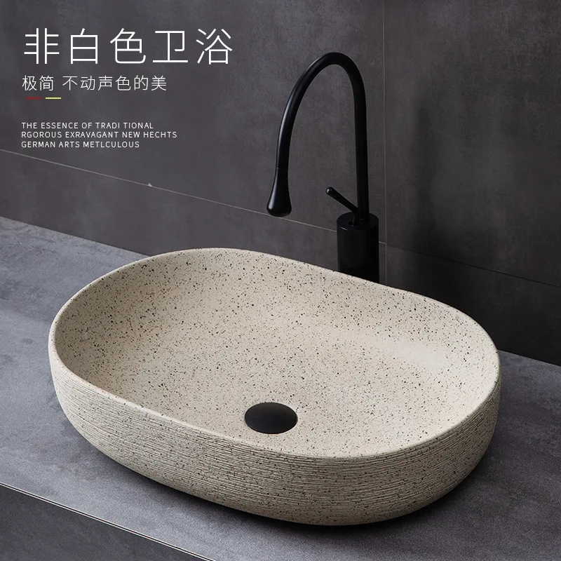 

On-stage basin Washbasin Household outdoor retro ceramic bathroom Hotel Single Balcony