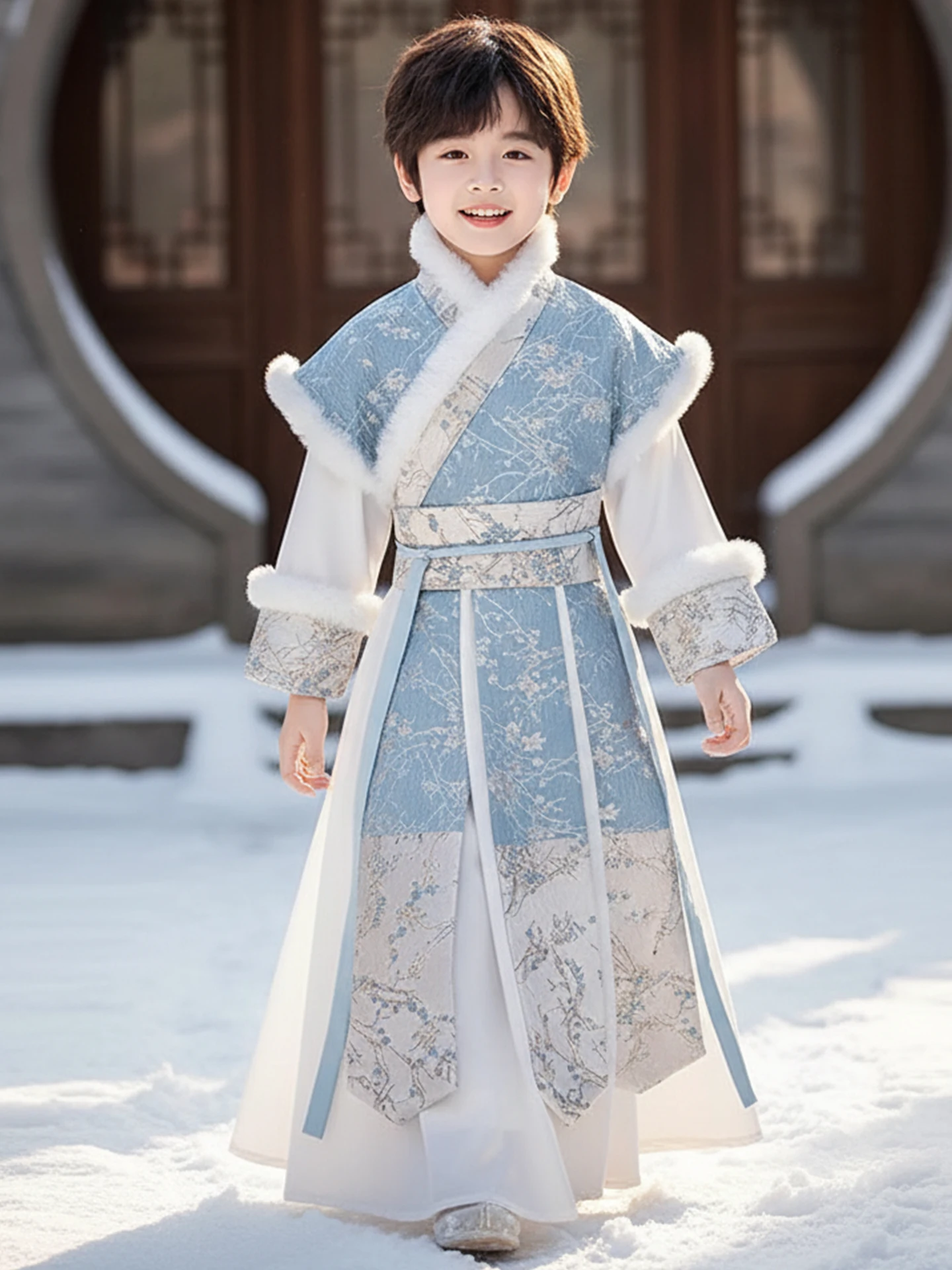 

Детский новогодний костюм Ханьфу 2026 года, синий, на флисовой подкладке, в стиле династии Мин, зимний, для мальчиков