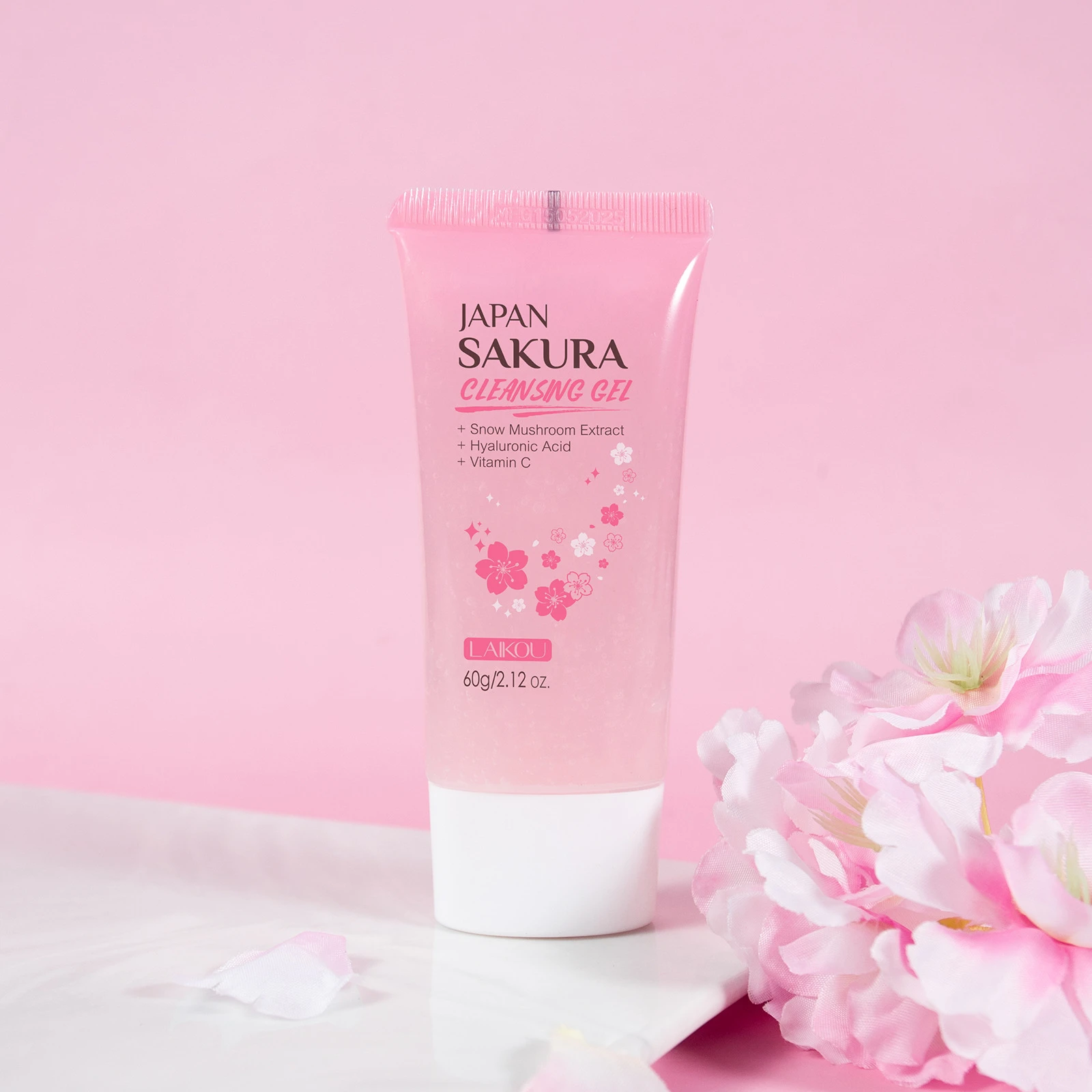 LAIKOU Sakura Exfoliating Gel, Dead Skin Remover Face Scrub for Deep Pore Cleansing, Hydrating Moisturizing Blackhead Remover 60