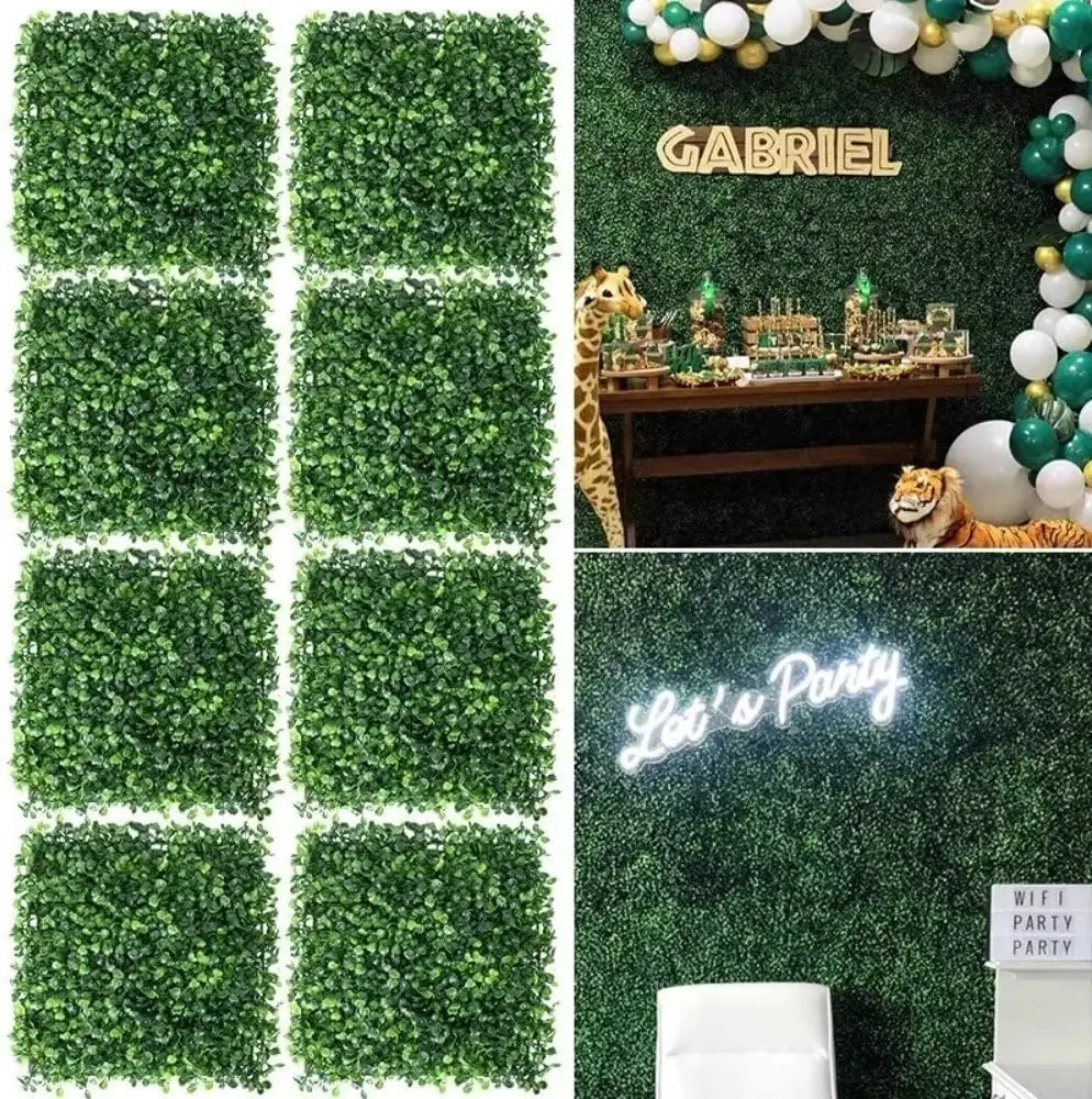 10 Pcs 25 CM Artificial Eucalyptus Hedge Wall Panel Garden Artificial Vertical Garden Fake Plant Grass Boxwood  Wedding Decor