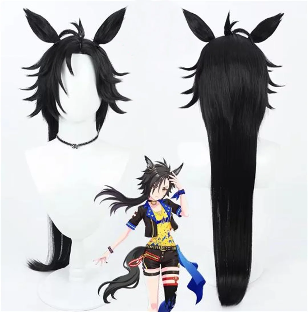 

Парик для косплея Uma Musume Pretty Derby Air Shakur, черный парик из синтетического термостойкого волокна для аниме и игровых вечеринок