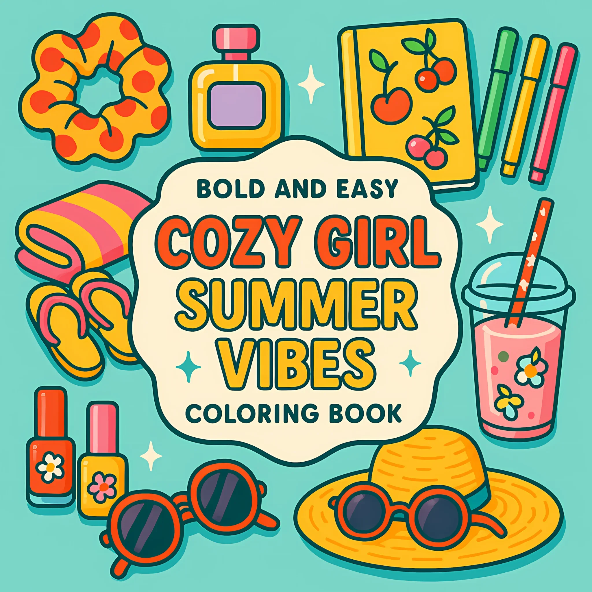 Girl Summer Vibes Coloring Book for Adult Colouring Book, Birthday Day Gift, Back to School Supplies, Adults Cute Drawing Book