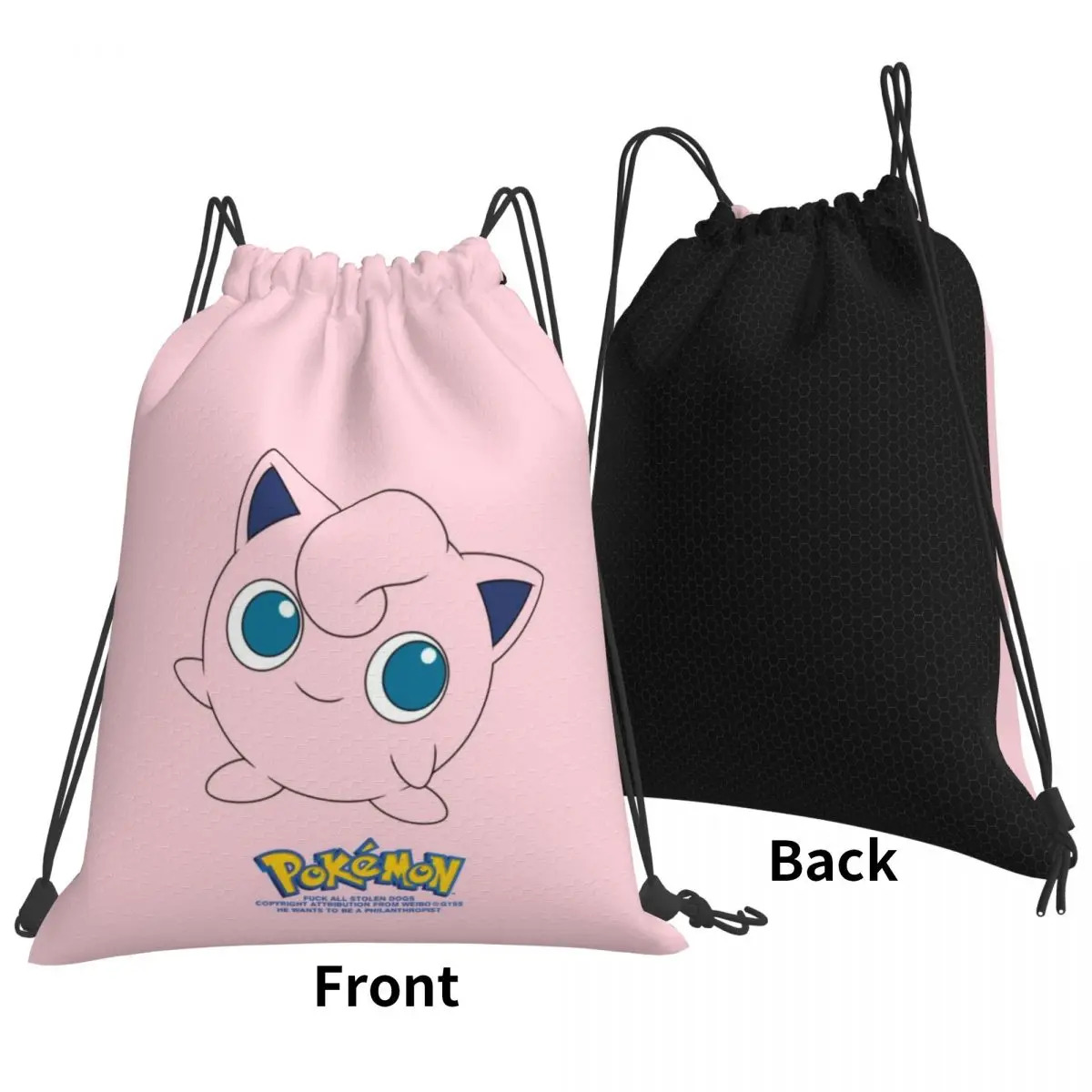 Custom Pattern Logo Drawstring Bag Pokemon Travel Backpack Student Storage Bag School Bag  ꦫ