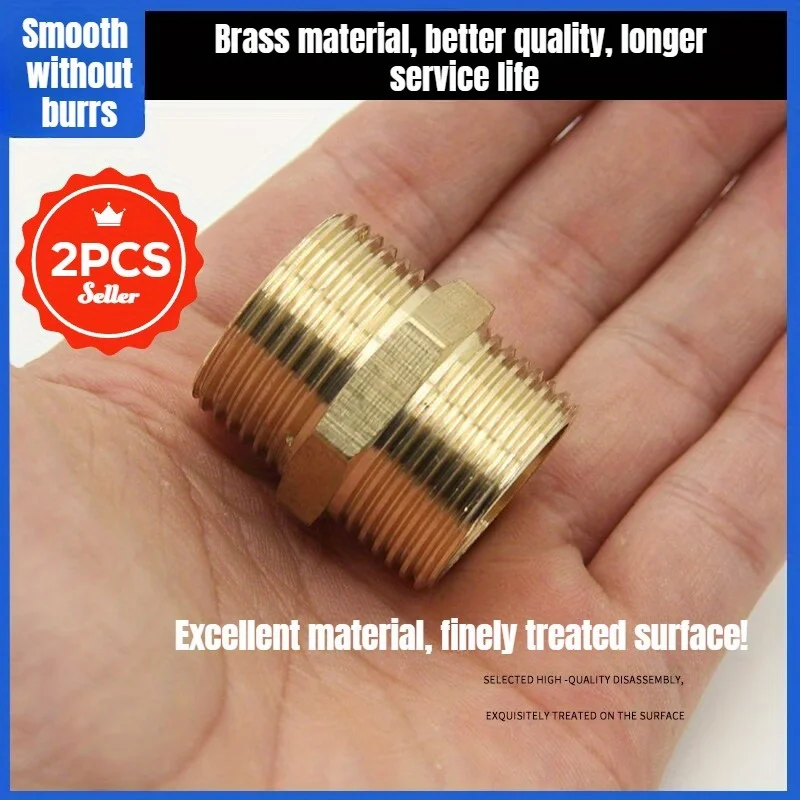 2개 두꺼운 구리 외부 나사 커넥터, G1/2, 온수 및 냉수 파이프 연결용 4점 외부 나사 피팅