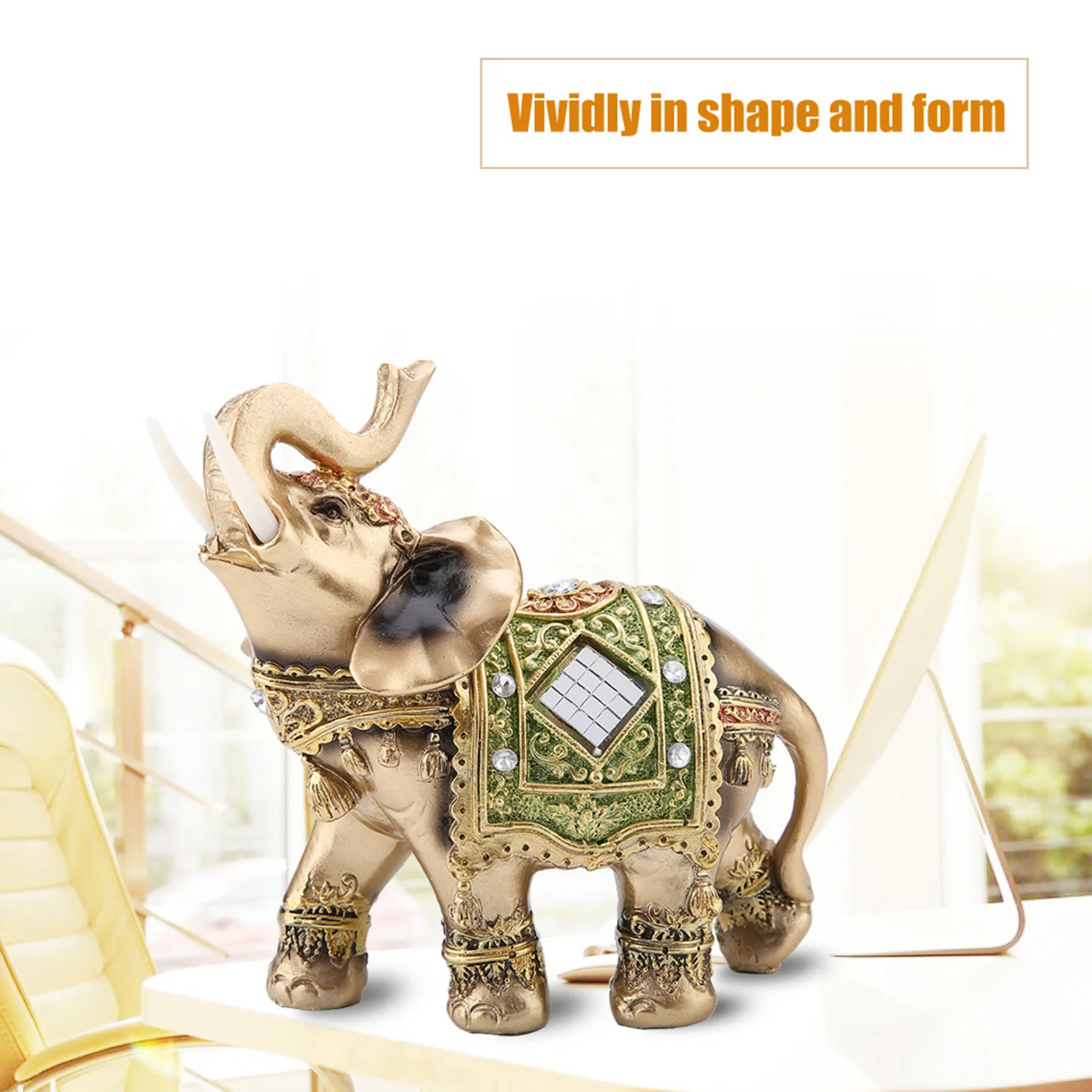 Feng Shui Elephant Statue Elephant Figurine Lucky Feng Shui Green Elephant Statue Sculpture Wealth Figurine Gift Home Decoration