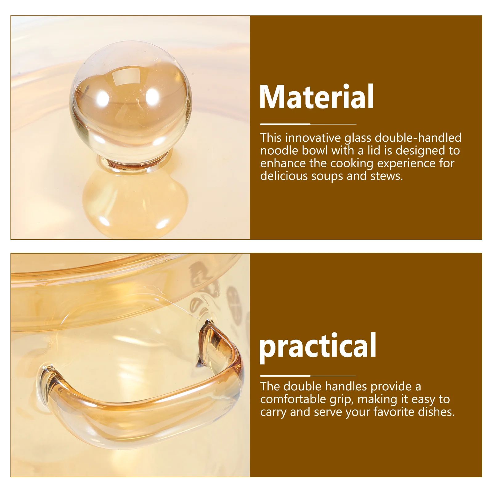 

Heat Resistant Glass Cooking Pot Double Handle with Lid Clear Stew Pot Soup Ramen Bowl for Stove Heat-Resistant