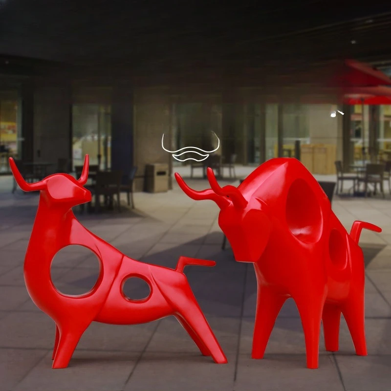 

Festive creative buffalo ornament, fiberglass sculpture