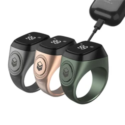 Iqibla schermo digitale Tasbih OLED in lega di alluminio Smart Zikr Ring con custodia di ricarica della batteria supporto per APP promemoria vibrazione