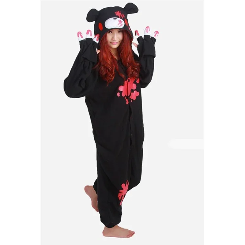 New Black Pink Gloomy Blood Bear Cosplay Costume Fleece Animal Onesies Pajamas Adult Cosplay Costume Pyjamas Sleepwear Wholesale