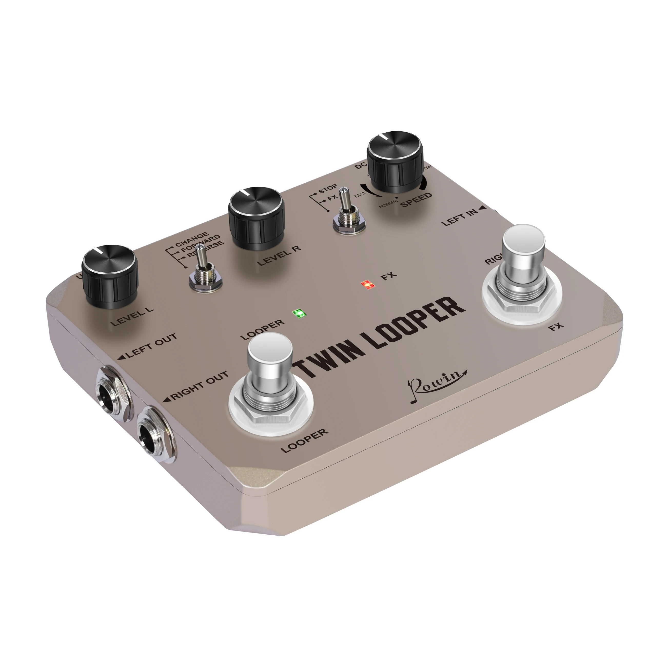 Rowin Twin Looper Electric Guitar Effect Pedal Loop Station 11 Types of Play with 10 Minutes of Recording Time True Bypass