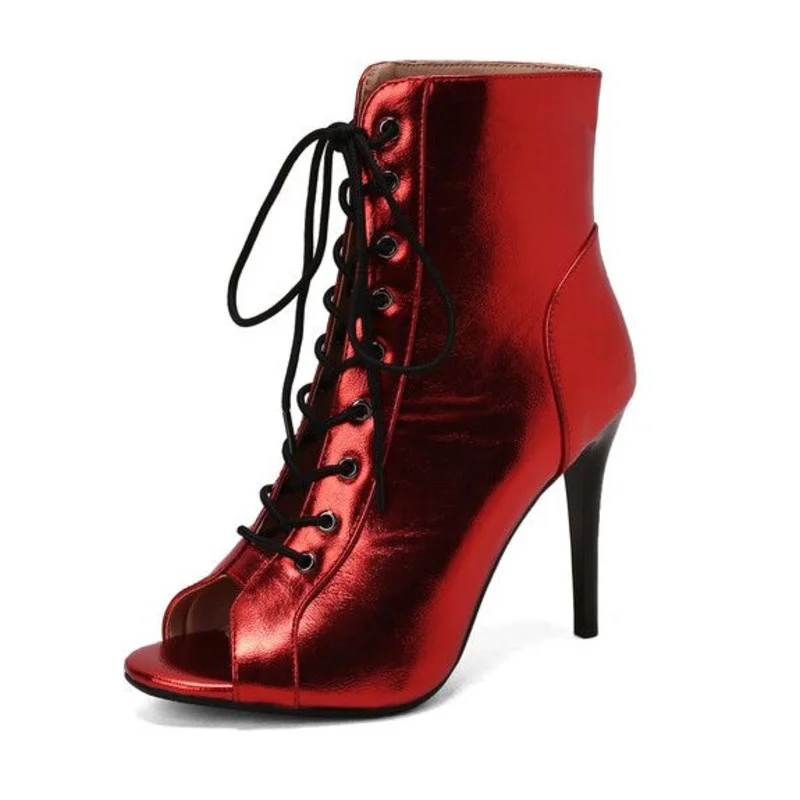 2023 New Fashion  Lace-up Boots Stilettos Jazz Dance Latin Dancing Street Sexy Stilettos Booties Plus Size