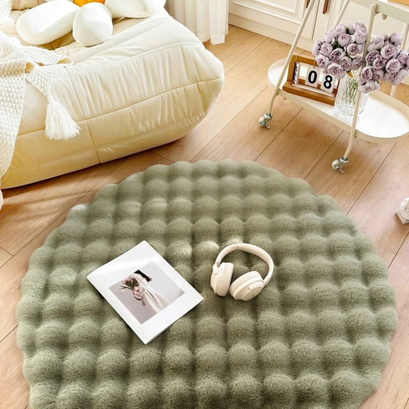 

Cream Wind Rabbit Plush Home Decoration Round Carpet Sofa Round Mat Floor Mat Living Room Tea Table Plush Carpet Bubble Velvet