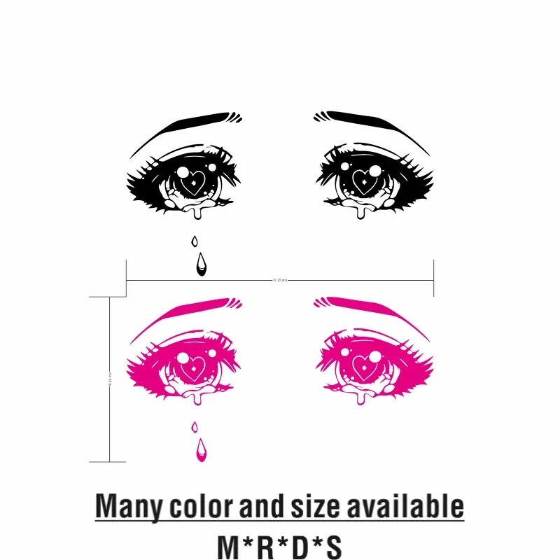 Crying Eyes Car Sticker Waterproof Holographic Bumper Windshield Window Stickers External Decor Anime Girl Eyes PVC Decal.