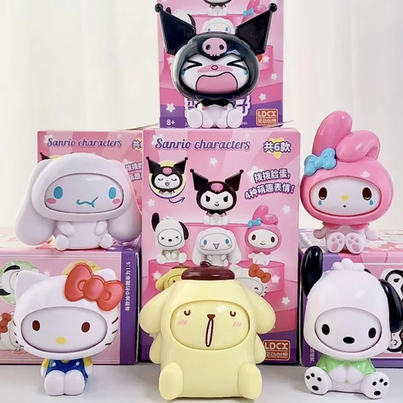 

Sanrio Hello Kitty Kawaii Anime Blind Box Cute Sweet Cinnamoroll My Melody Cartoon Face Change Doll Lovely Gifts for Kids