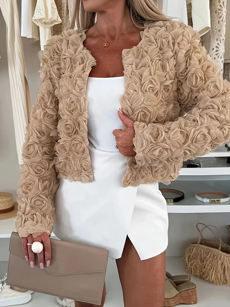 Nieuwe effen v-hals vest jas lente herfst lange mouw damesmode jas casual chique korte bovenkleding voor vakantie streetwear