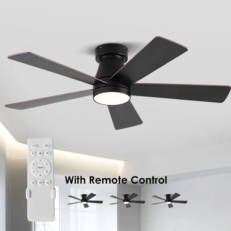 Indoor Ceiling Fan with Lights 42inch Low Profile Ceiling Fan Light and Remote Control 3 Color LED Lamp 6 Wind Speed Ceiling Fan