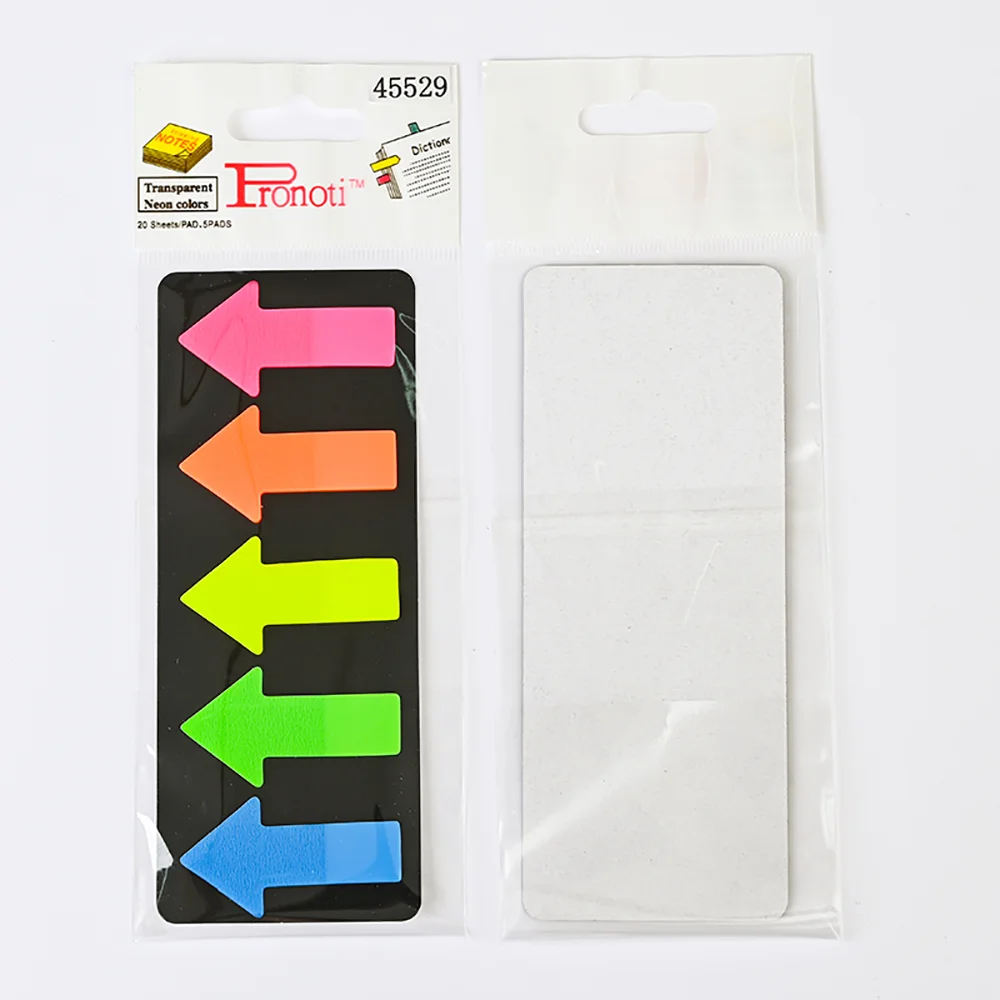 화살표 네온 인덱스 탭 셀프 접착 메모지 페이지 표시용 방수 작성 가능 메모 스티커 학교 노트북용