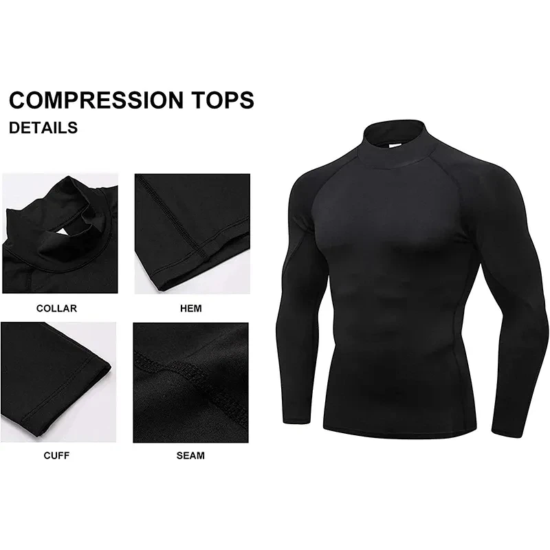 Men\'s Running T Shirt Sportswear Compression Shirts Elastic Long Sleeve Rashgard Gym Fitness Tights Workout Sport T-Shirt Men