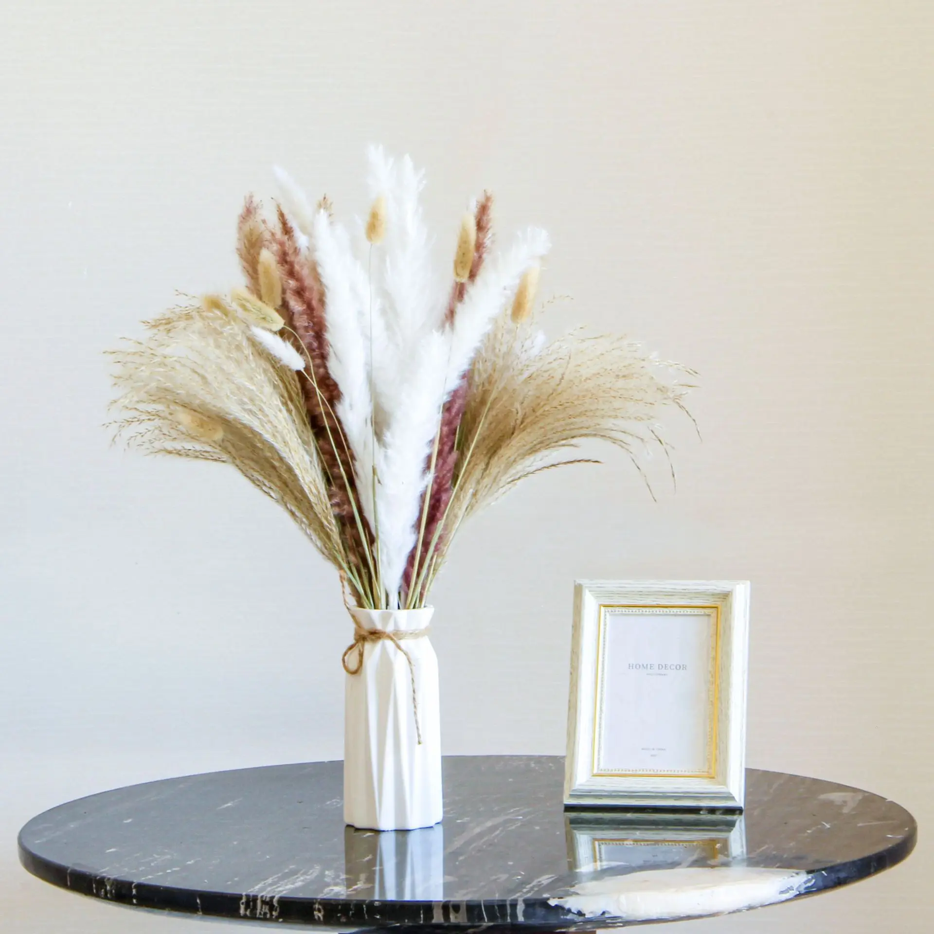 

50/55Pcs/lot Fluffy Phragmites White Pampas Grass Decoration Natural BunnyTail Grass Dried Flowers Bouquet Boho Home Room Decor