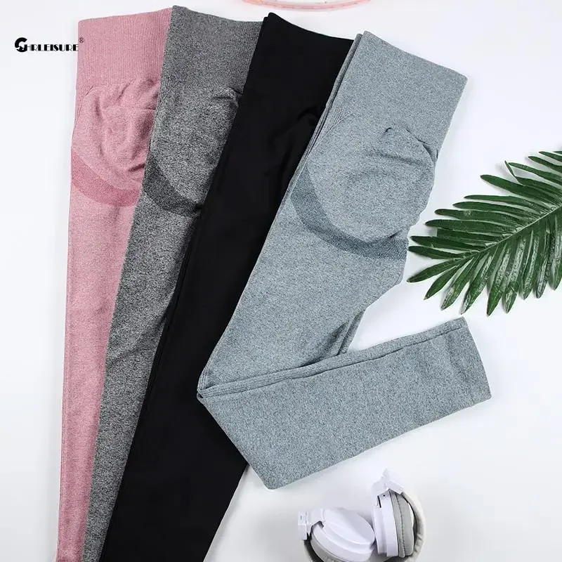 CHRLEISURE-mallas deportivas sin costuras para mujer, pantalones de Yoga de entrenamiento de cintura alta, mallas fruncidas para gimnasio, ropa deportiva para correr