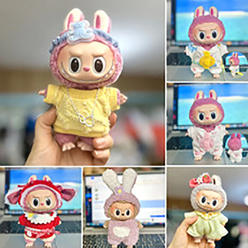 1 Set Outfit Accessories For Labubu Idol Dolls Sweater Pants Clothing DIY Kid Gift 17cm Cute Mini Plush Doll's Clothes