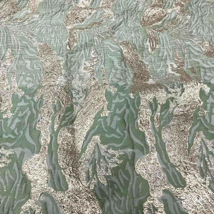 Gold Green Embossed Jacquard Fabric Design Sewing Material Wedding Dress Garment Fabric Wide 150cm Sold By The Meter