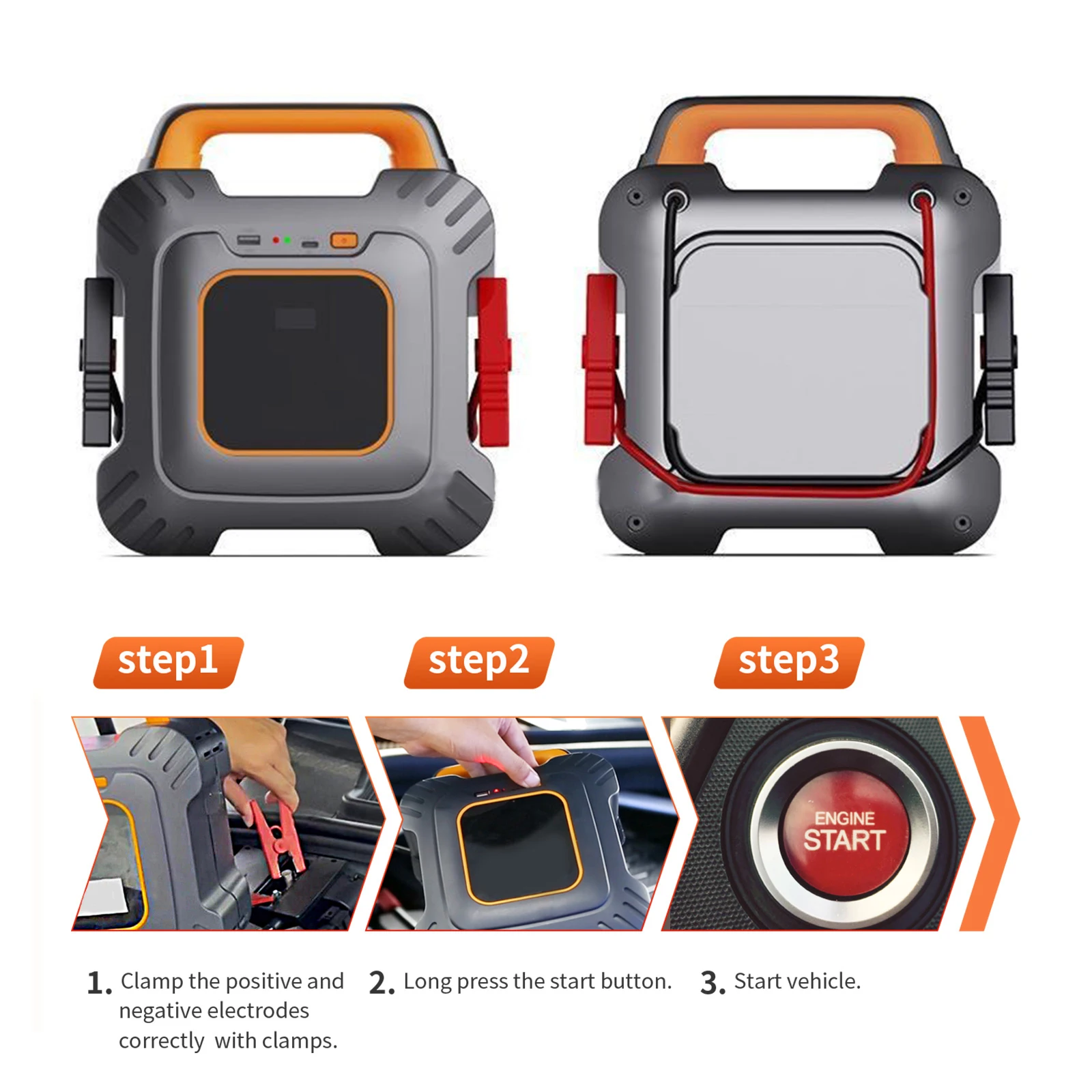 Car Jump Starter 12V Car Emergency Start Power Device Power Bank Super Capacitor 1500A 8.0L Car Emergency Start Battery Charger