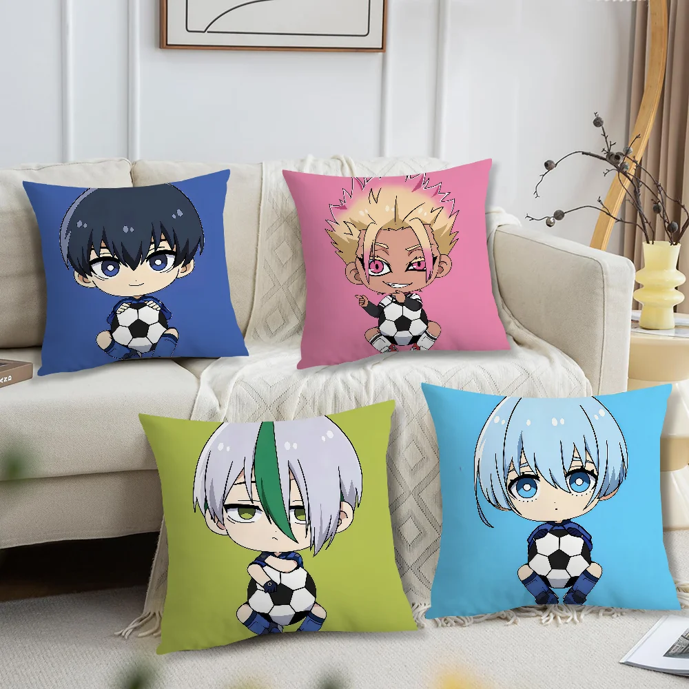 Chibi Cute Anime Fanart Blue L-Lock Cozy Soft Pillow Case for Sofa Living Room Home Office Decor Protective Covers