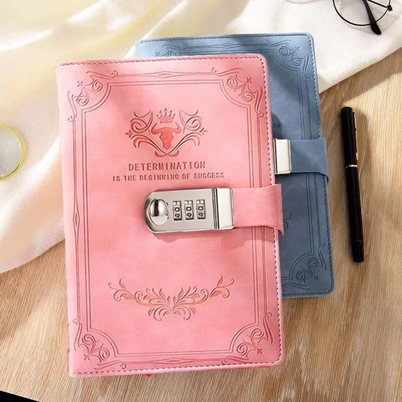 200 Pages A5 Retro Book with Lock Password Notebook Diary Thickened Creative Hand Ledger Student Notepad Stationery Binder