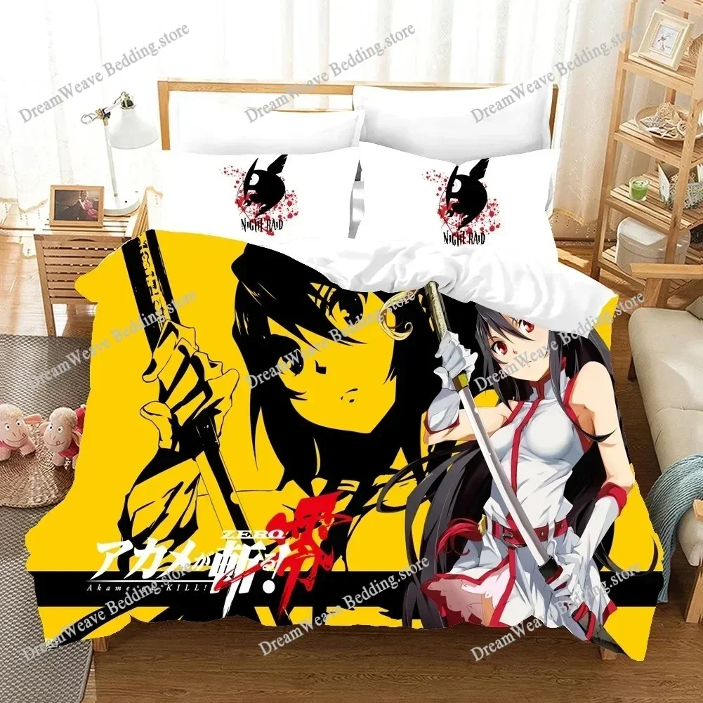 Akame Ga KILL Luxury Bedding Set Japan Anime Cartoon Duvet Cover Set Comforter Bedspread Twin Single Size Printed Home Textile74