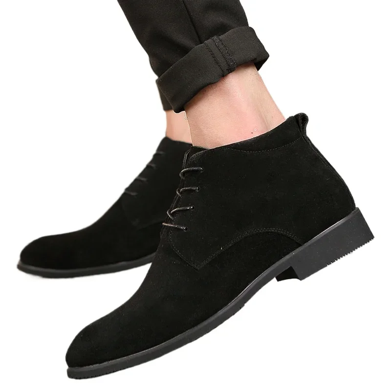 Genuine Leather Men\'s Boots 2024 British Style Men Leather Shoes Comfortable Wear-resistant Male Casual Boots Botas Para Hombre