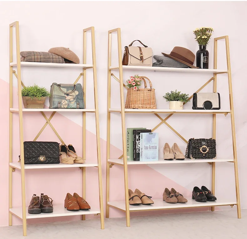 Simple and New Clothing Store Shoe Rack Bag Storage Display Multi-layer Shoe Selling Gold