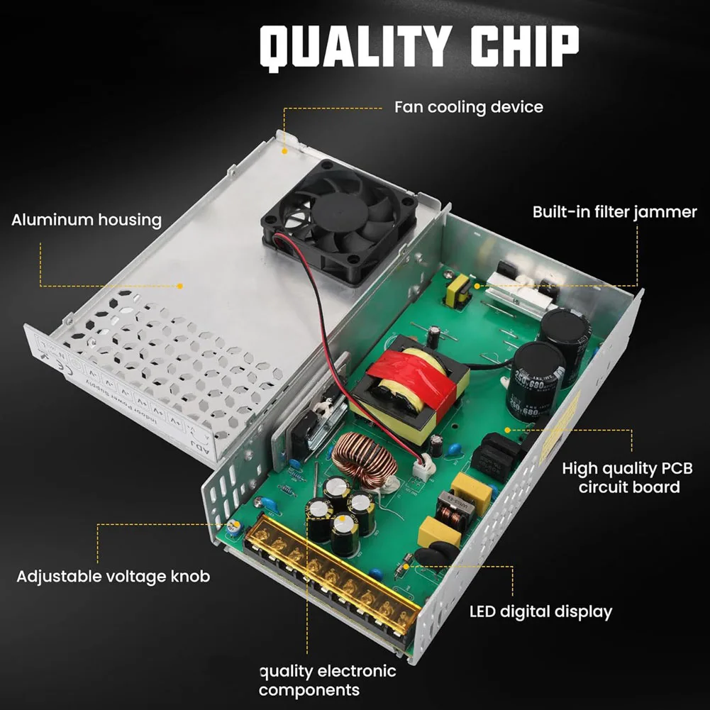 (ABGQ) New Version DC 12V 50A 600W Power Supply, 110V AC to 12V DC Converter Transformer Adapter SMPS Switching Power Suppl
