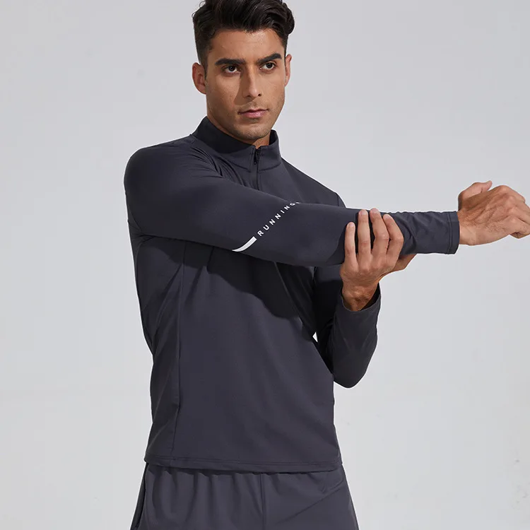 Semi-zipper quick-drying tight-fitting high-rise collar golf suit outdoor running suit t-shirt long sleeve