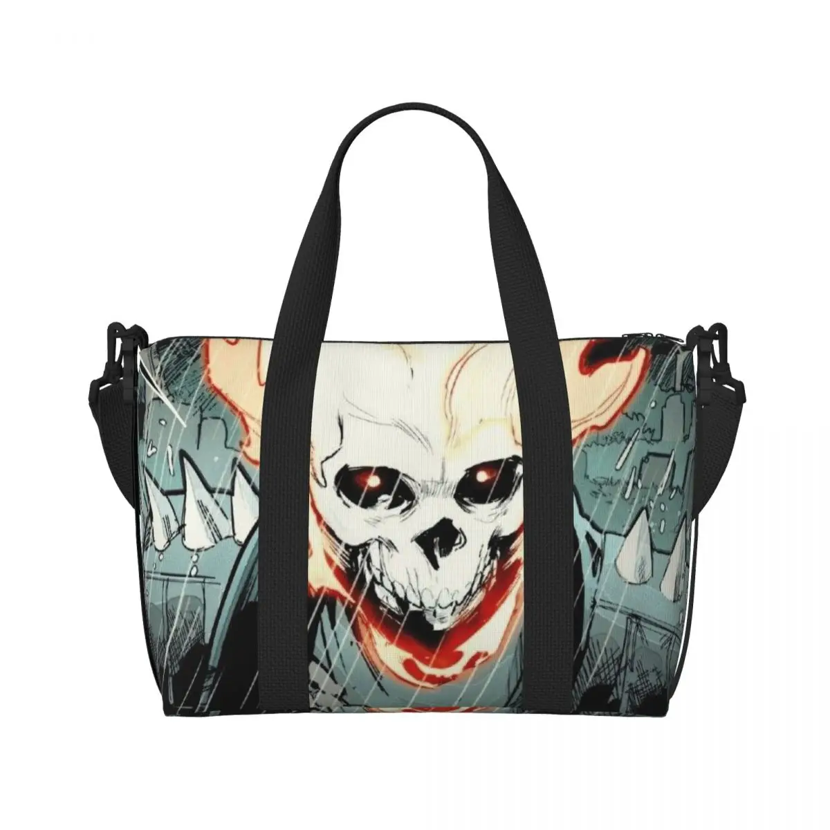 Custom Ghost Rider Beach Tote Bag Women Large Compartment Gym Beach Travel Bags