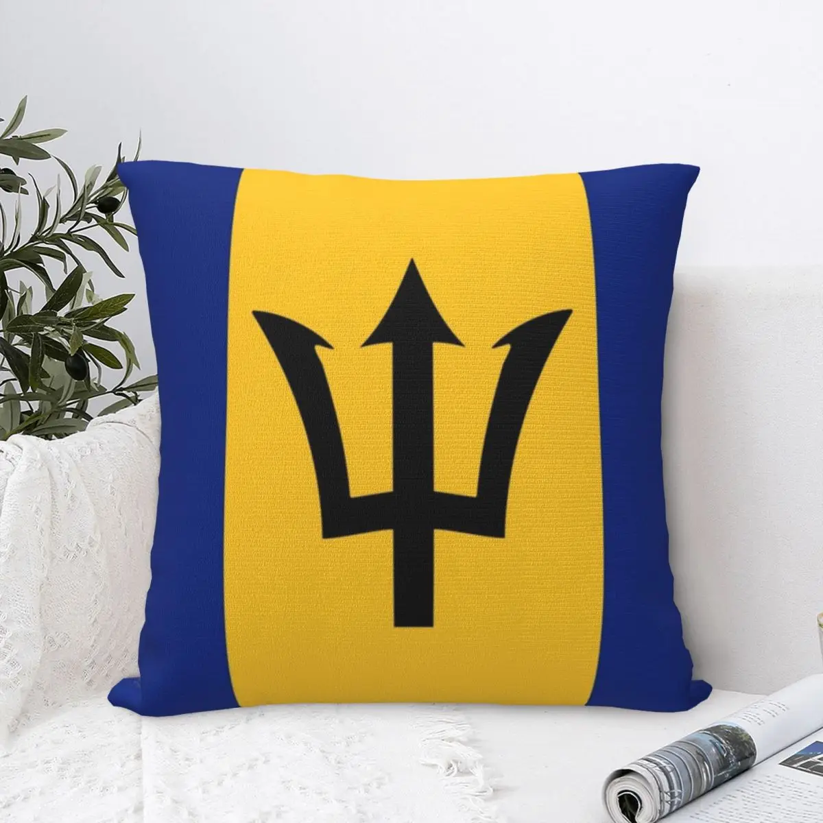 

Flag Of Barbados Square Pillowcase Polyester Pillow Cover Velvet Cushion Decor Comfort Throw Pillow For Home Living Room