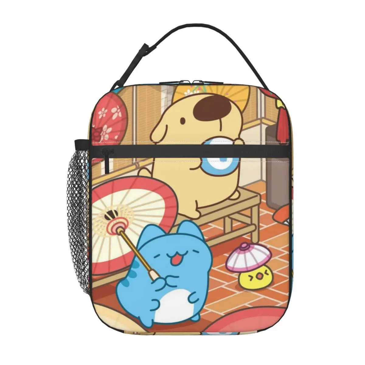 บักแคท คาปูสกระเป๋าใส่อาหารกลางวันแบบมีฉนวนกันความร้อนสำหรับแมวหกขาสีฟ้าสำหรับโรงเรียน กระเป๋าใส่อาหารแบบพกพา กระเป๋าเก็บความเย็น กล่องอาหารกลางวันแบบเก็บความร้อน