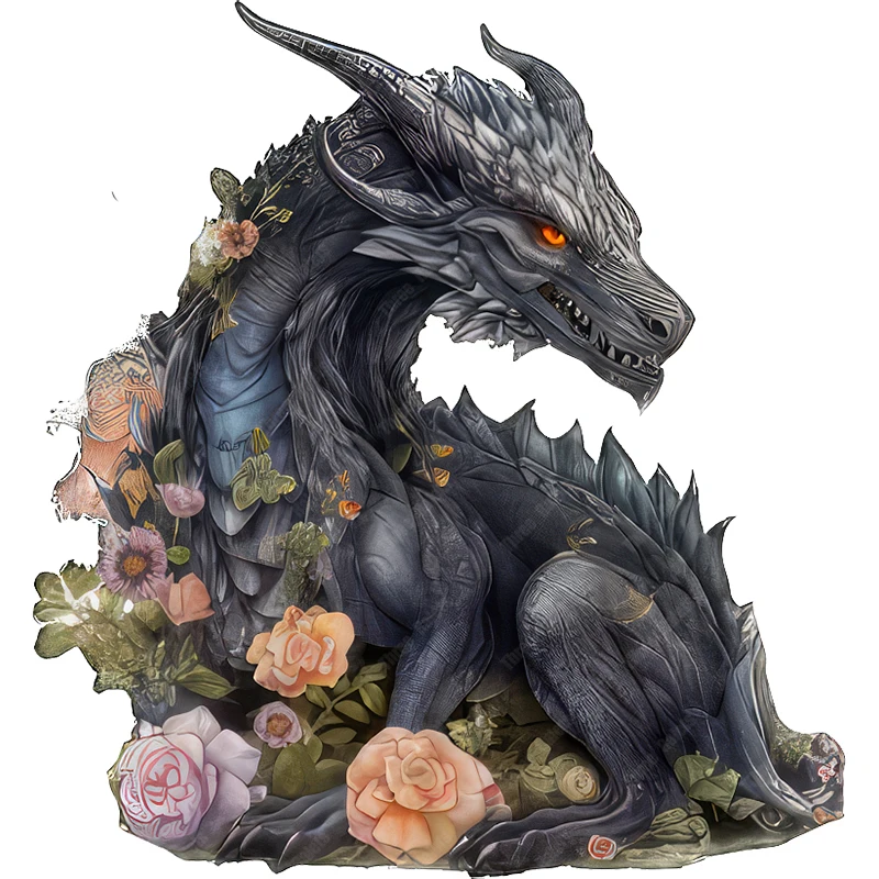 Three Ratels Q61 Black Dragon and Rose wall stickers for home decorations car hood decals