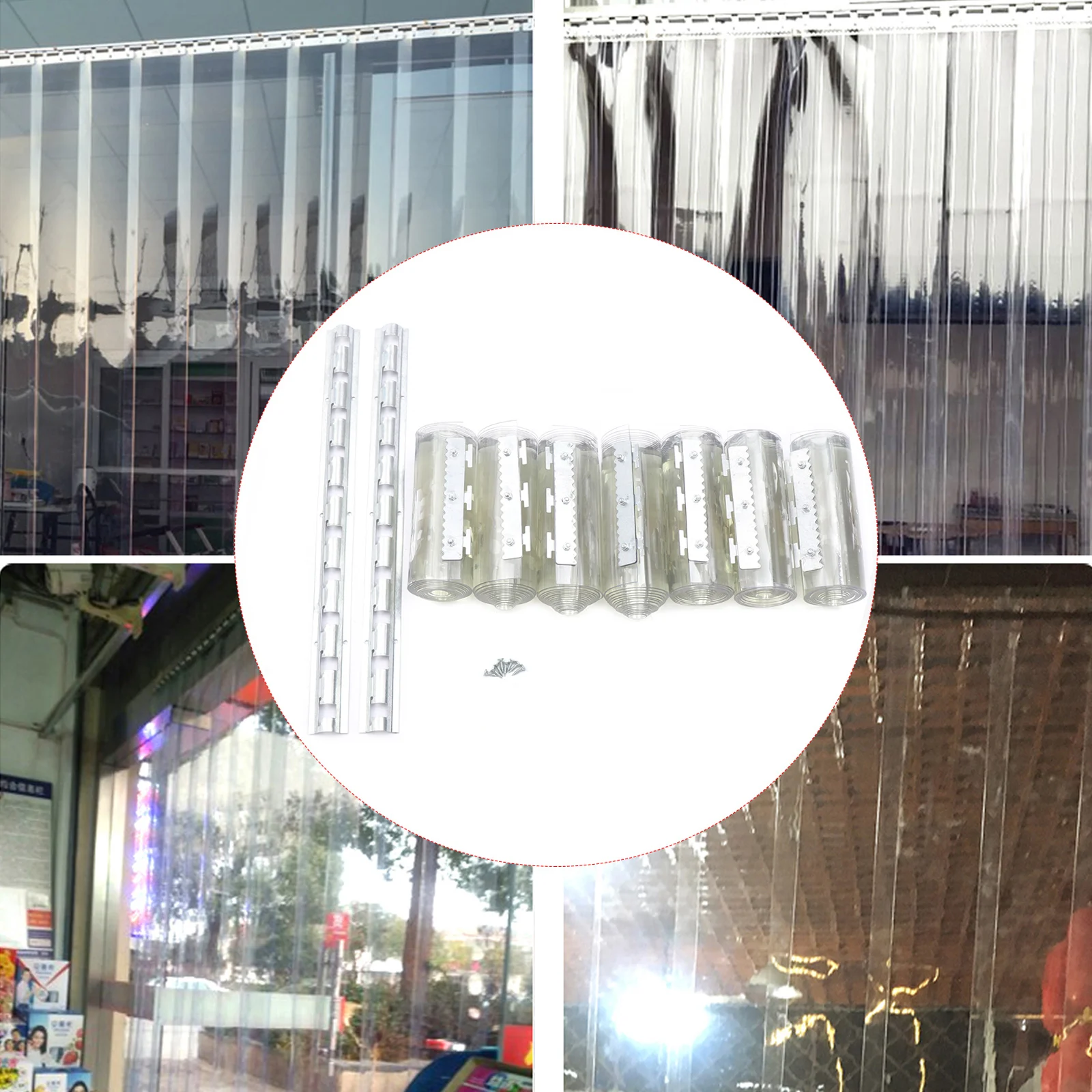 7x PVC Strip Curtain Vinyl Door Strips 2mmx18x200cm Vinyl Door Curtain 7 Strips for Porch/Balcony