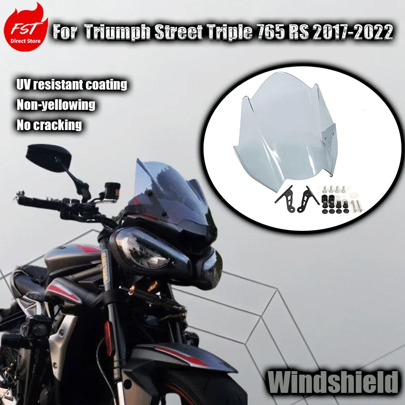 

For Triumph Street Triple 765 RS Motorcycle Windshield 2017-2022 Taller And Larger Screen Unpainted Street Triple 765 RS Part