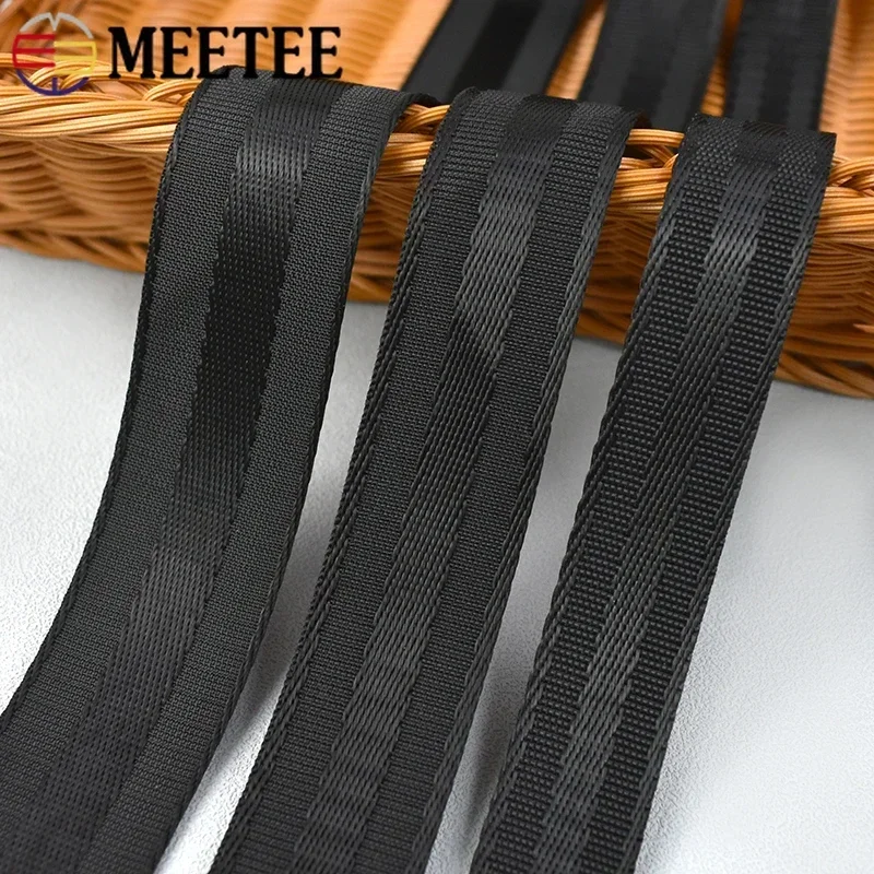 2/5/8/10M 25/32/38mm Nastri in nylon nero 1.2mm di spessore Nastro per cintura di sicurezza auto Sling Band Cucito Treccia Vincolante Trim