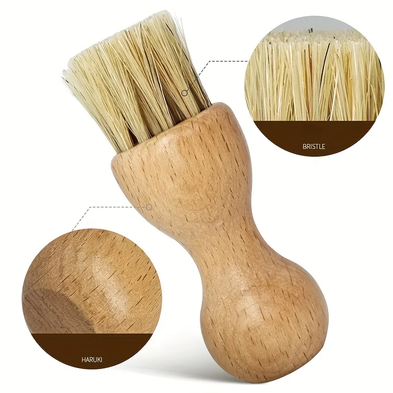 1pc/2pcs/3pcs Beech gourd shaped beech pig hair brush with oiling polishing waxing and ash removal multifunctional shoe brush