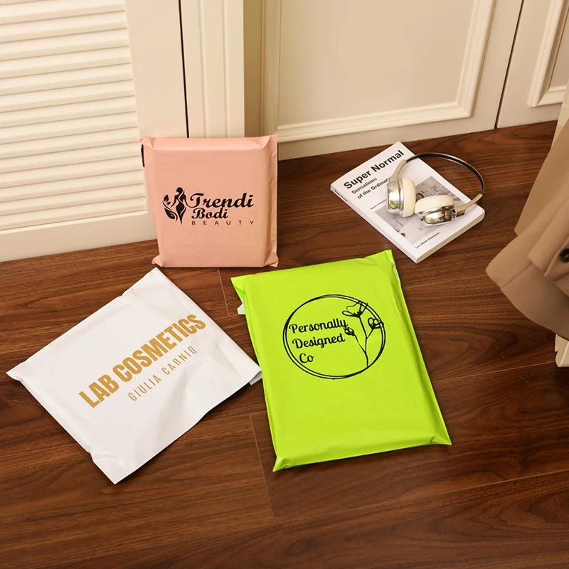 100 plastic courier bags, colored packaging bags, polyethylene mailing bags, parcel shipping and storage bags, with printed logo