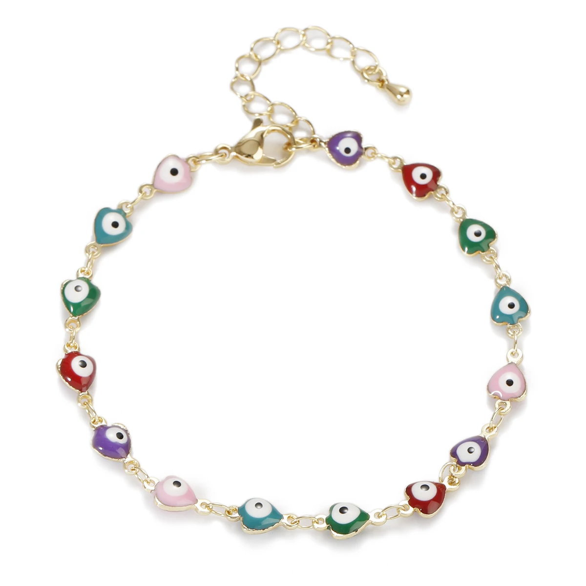 Women\'s Amulet Evil Nazar Eye Chain Charm Bracelet Vintage Drip Oil Fatima Hand Wristband Bracelets Stainless Steel Jewelry