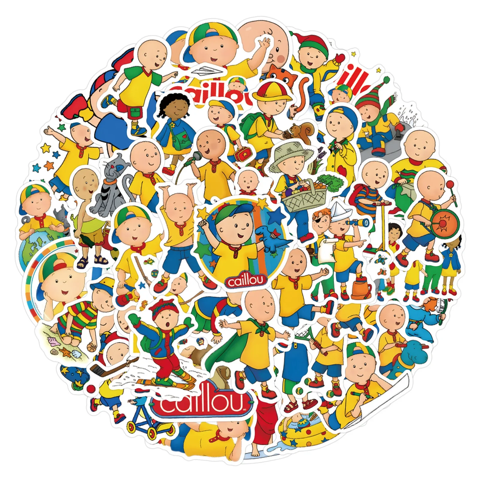 55PCS Funny Caillou Animation Stickers Cartoon Graffiti Decals Kids Gift DIY Laptop Phone Guitar Water Cup Children's Toys Gifts