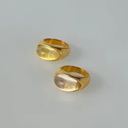 Transparent natural stone rings stainless steel rings for women minimalist simple summer beach elegant jewelry new in