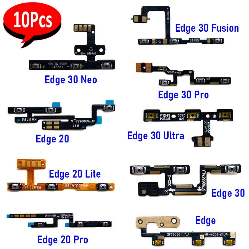 10Pcs，NEW Tested Power on/off Volume Key Button Flex Cable Ribbon For Moto Edge 20 Lite 20 Pro Edge 30 Fusion 40 Neo 30 Ultra