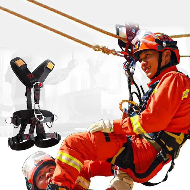 Outdoor Work Safety Belt For Men With Adjustable Buckles Rock Climbing Harness Fall Harness For Detachable Tree Climbing Gear