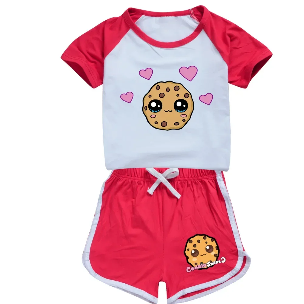 Girls Cookie Swirl C Summer Tops Set Children Pajamas Kids Sport Clothing Costume  Girls Short T Shirt + Short Pants Suit1534