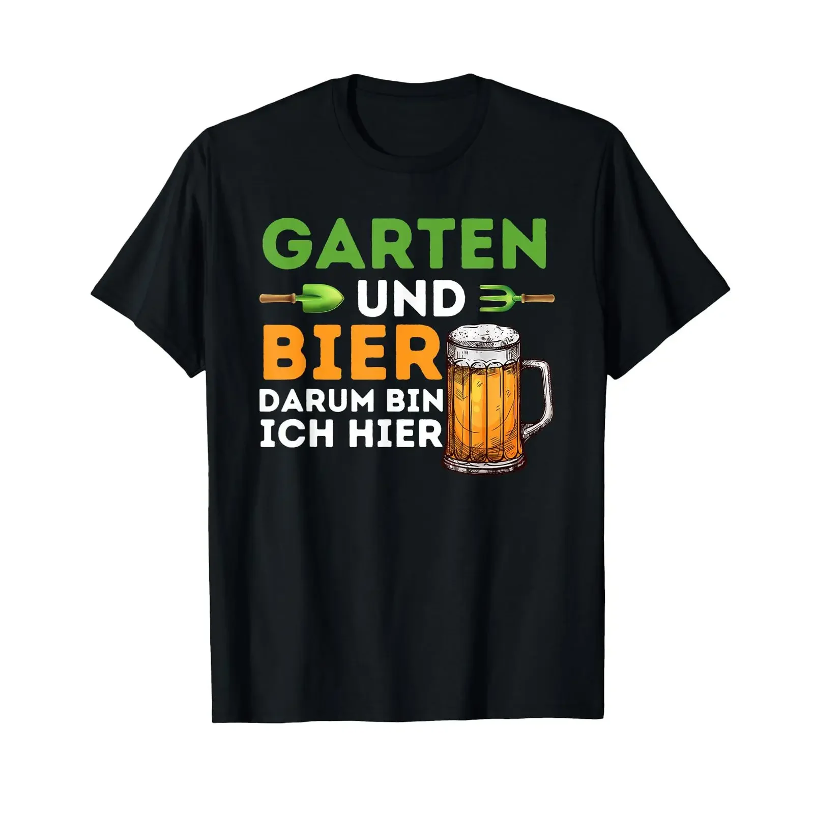 T Shirt with German Text quot Garten und Bier Darum Bin Ich Hier Gärtner Hobbygärtner vintage Washed Casual Unisex Stretched
